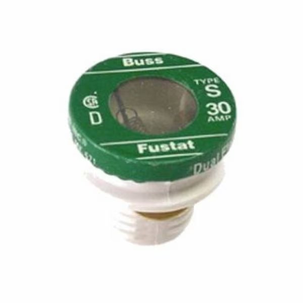 Plug Fuse, S Series, Time-Delay, 30A, 125V AC, Indicating, 10kA at 125V AC, Eaton Bussmann, Mfr#: BP/S-30